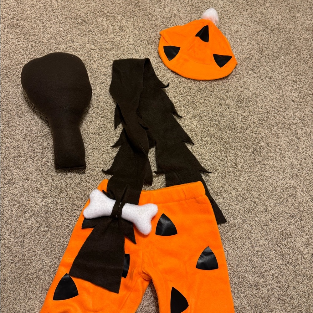 Orange and Black Kids Flintstone- Bam Bam Costume